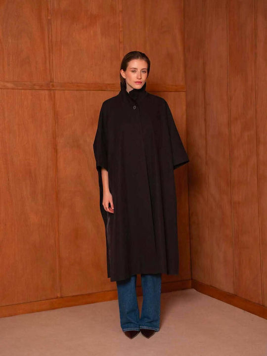 Women's Black Oversized Gabardine