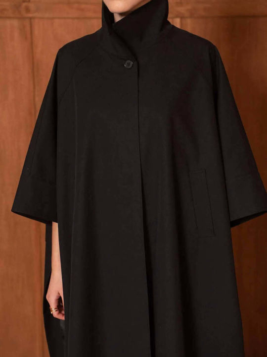 Women's Black Oversized Gabardine