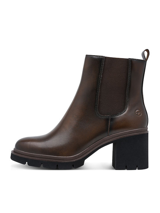 Leder Damen Stiefeletten mit Absatz Braun