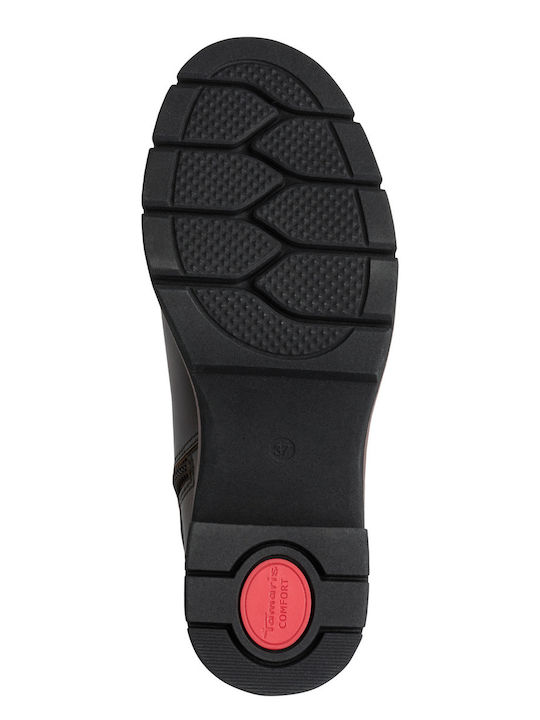 Leder Damen Stiefeletten mit Absatz Braun