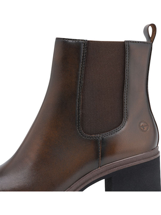 Leder Damen Stiefeletten mit Absatz Braun