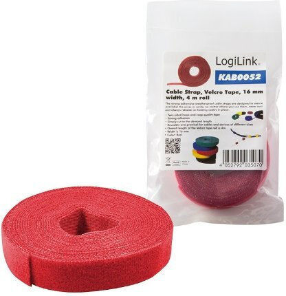 LogiLink Velcro Cable Ties 400mm In Red Colour 1 Piece KAB0052
