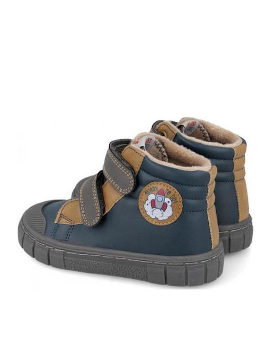Anatomic Leather Kids Ankle Boots with Hook & Loop Closure Blue