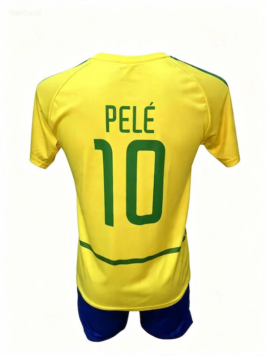 Set de Fotbal pentru Copii Pele Echipamentul Național al Braziliei Verde Galben Albastru Pantaloni Scurți 170826-07