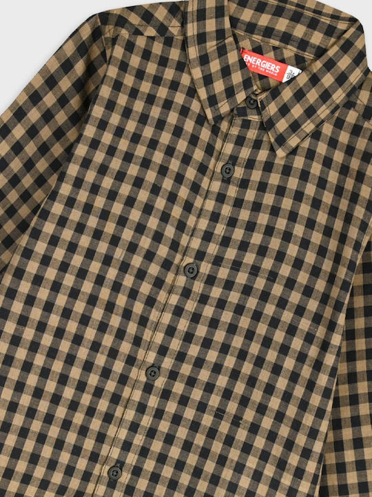 Kids Checked Long-sleeved Shirt Beige-Black Check