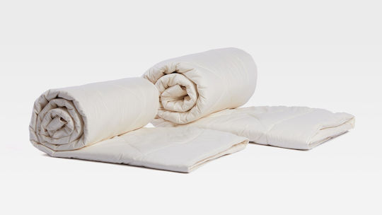 Valeria Home Pătură Supraînălțată cu Umplere din Amestec de In și Mătase 220x230 cm Alb 200 GSM