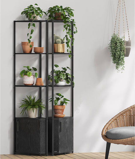 Γωνιακή Βιβλιοθήκη Μαύρο 25x44x147εκ.