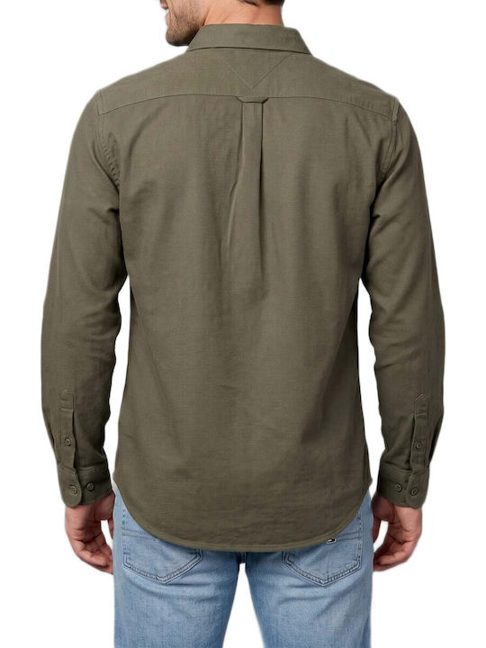 Tommy Hilfiger Langärmeliges Flanell Herrenhemd in Normale Passform Khaki Tommy Hilfiger Langärmeliges Flanell Herrenhemd in Normale Passform Khaki