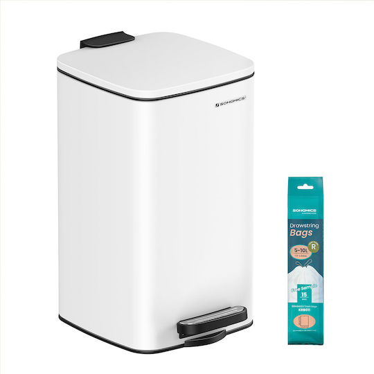 Songmics Metallic Bathroom Bin Soft Close 8lt White