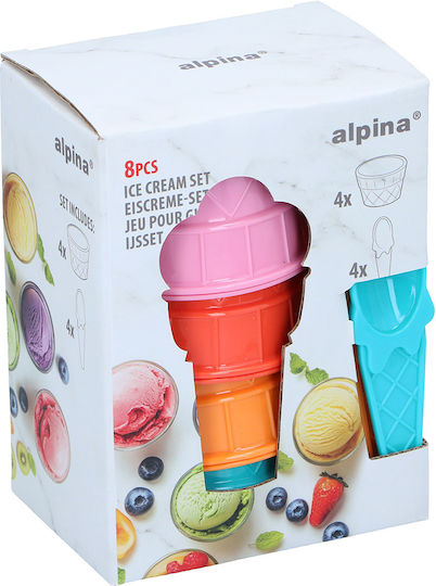 Alpina Appliances Μπωλ Σερβιρίσματος Παγωτού Στρογγυλό Πλαστικό 8τμχ