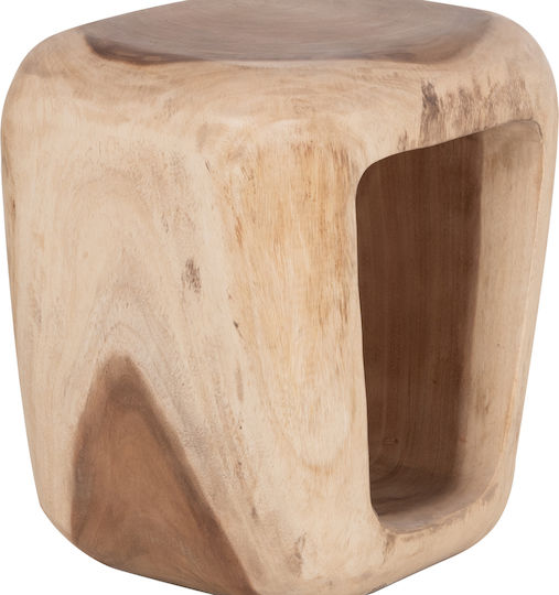 Taburet Cameră de zi Pat din Lemn Suar Natural 38x34x48cm