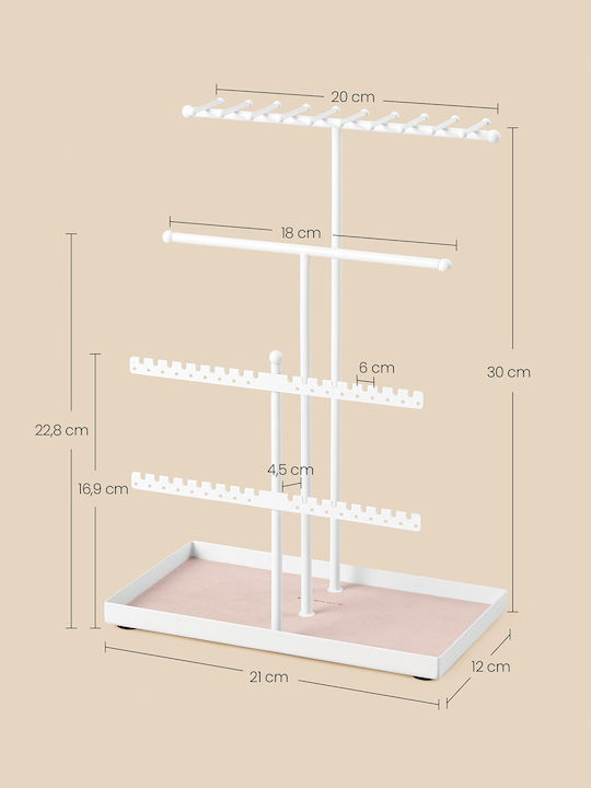 Songmics Jewellery Stand Metallic White 21x12x30cm