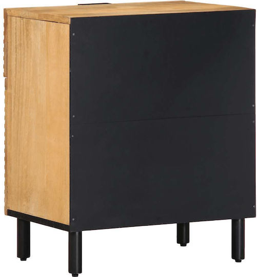 Nachttisch Aus Massivholz Mit Metallbeinen Braun 50x33x60cm