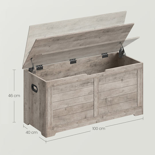 Vasagle Cufăr Decorativ Din Lemn Gri 100x40x46cm