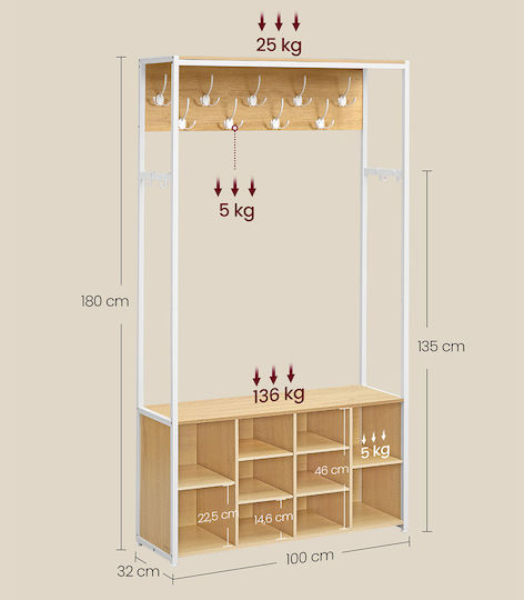 Мебел за антре с Пейка 100x32x180см