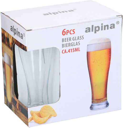 Alpina Σετ Ποτήρια Μπύρας από Γυαλί 415ml 6τμχ