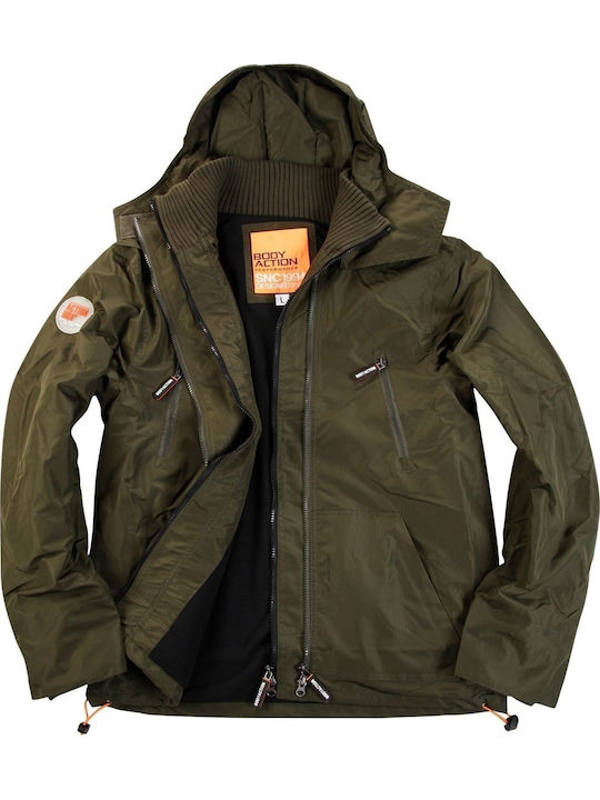 Geacă Iarnă Căptușită Cu Fleece 073617-Khaki Geci Bărbați Verde