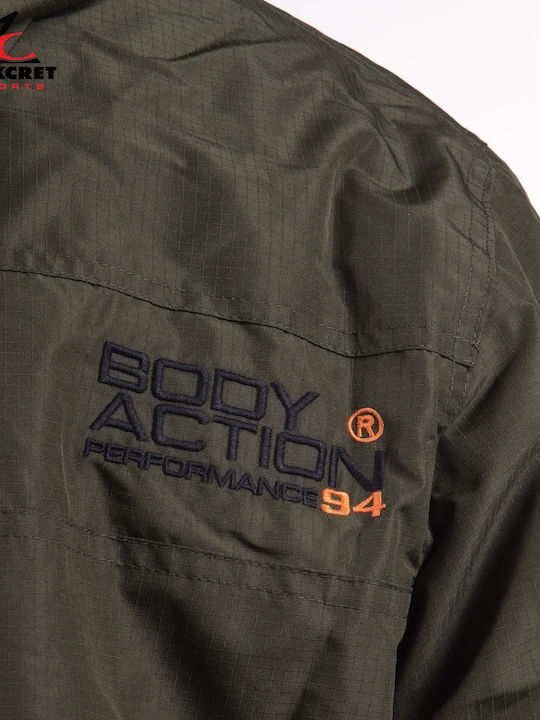Geacă Iarnă Căptușită Cu Fleece 073617-Khaki Geci Bărbați Verde