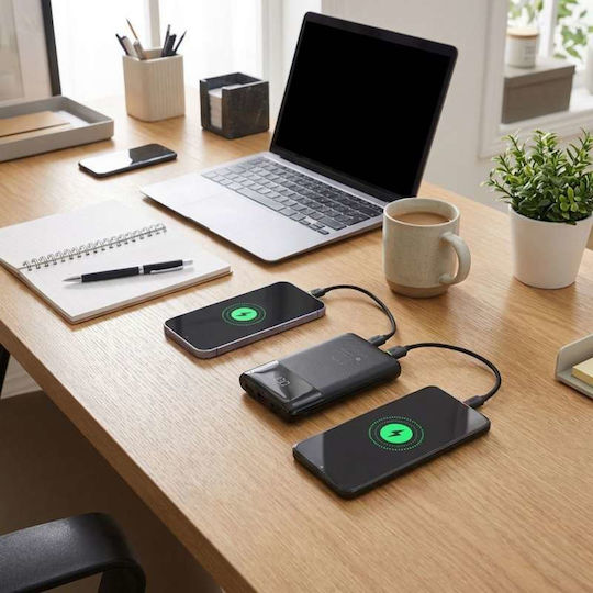 Forcell F-Energy F10K6 Външна батерия 10000mAh 22.5W с USB-A Порт Power Delivery / Quick Charge Черен