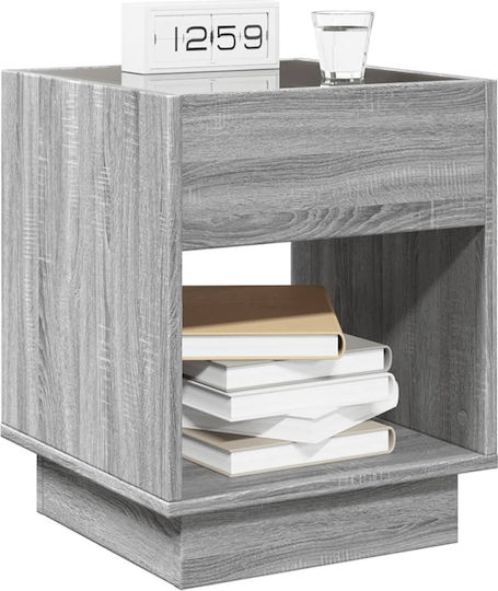 Wooden Bedside Table Grey 40x40x50cm
