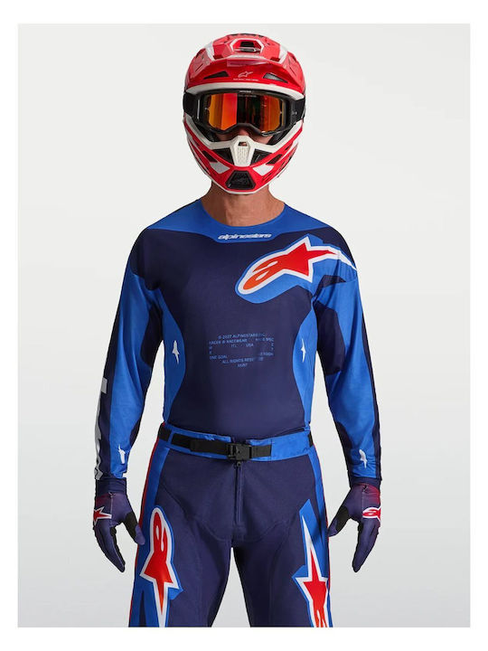 Μπλούζα Motocross Alpinestars Racer Hunt Blue Red