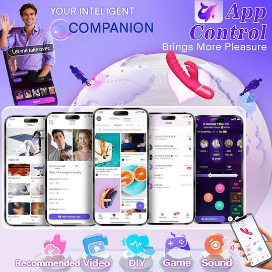 Vibrator Iepurele Inteligent Pentru Femei Cupluri Control Aplicație Mobilă 12 Moduri Silențioase De Vibrație Silicon Moale Stimulare Duală G-Spot Clitoridian Vibrator Dildo Rezistent La Apă Încărcabil Usb