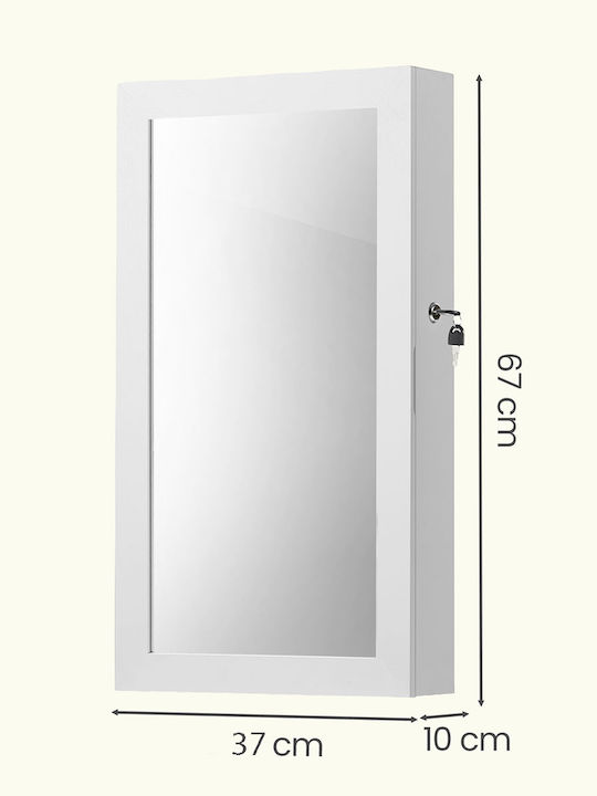 Songmics Κουτί Κοσμημάτων Ξύλινο Λευκό 37x10x67cm