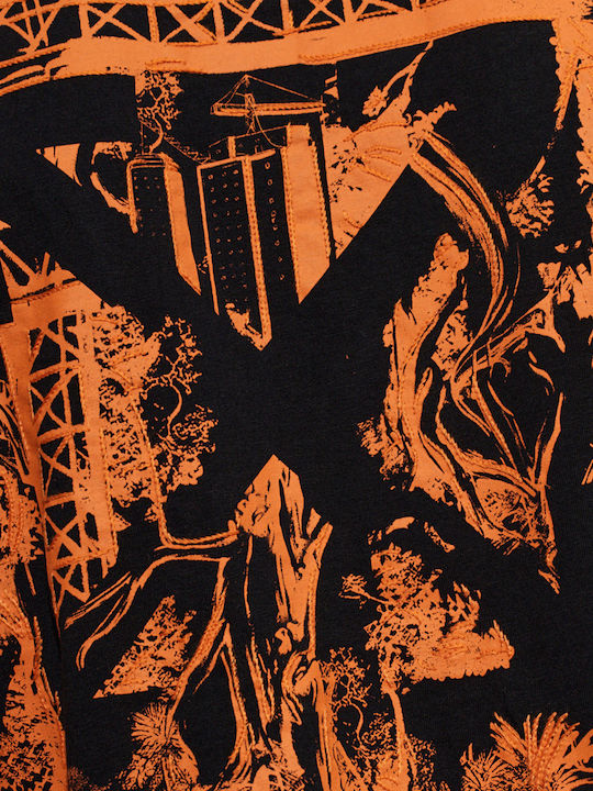 T-Shirt Black Orange Cyan