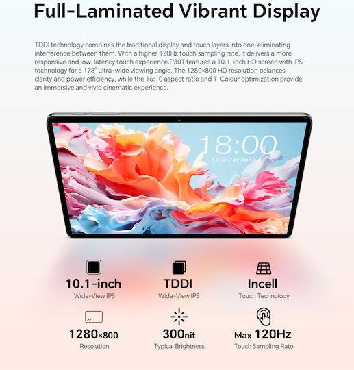 Teclast P30T 10.1" Tablet (3GB/128GB/Πληκτρολόγιο/Γραφίδα/Θήκη) Γκρι