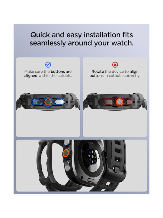 Spigen Rugged Armor Pro Калъф от силикон в черен цвят за Samsung Galaxy Watch Ultra 2 2026