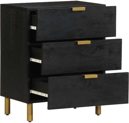 Wooden Black Bedside Table 50x33x62cm Wooden Black Bedside Table 50x33x62cm