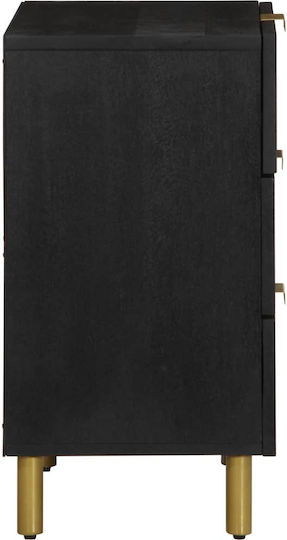 Wooden Bedside Table Black 50x33x62cm