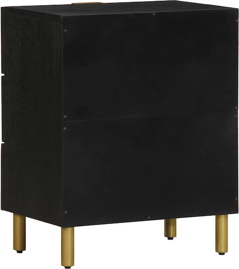 Wooden Bedside Table Black 50x33x62cm