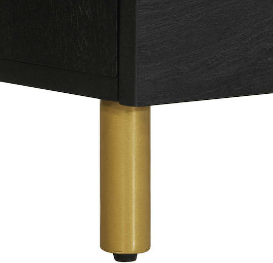 Wooden Bedside Table Black 50x33x62cm