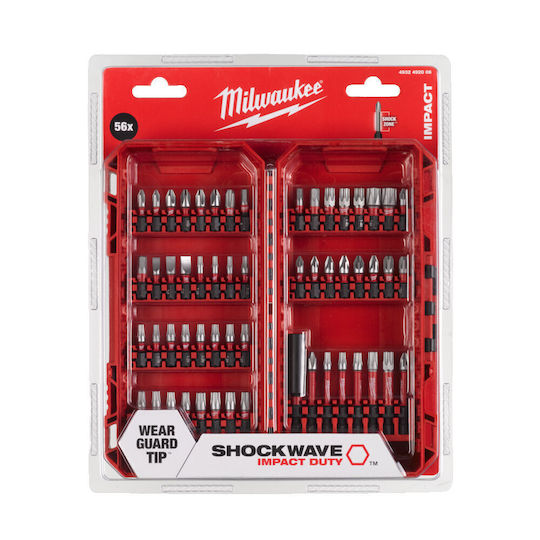 Milwaukee Set 56 Biți Șurubelniță Allen / Torx / Steaua / Cruce Shockwave