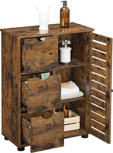 Chest of Drawers Wooden with 3 Drawers Brown 60x30x80cm
