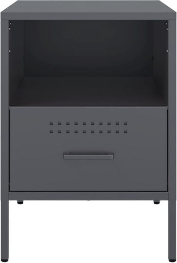 Metal Bedside Table Grey 36x39x50.5cm