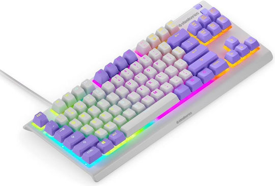 SteelSeries APEX 3 TKL Гейминг Механична Клавиатура Tenkeyless с Мембранни превключватели и RGB осветление Английски US Лилав