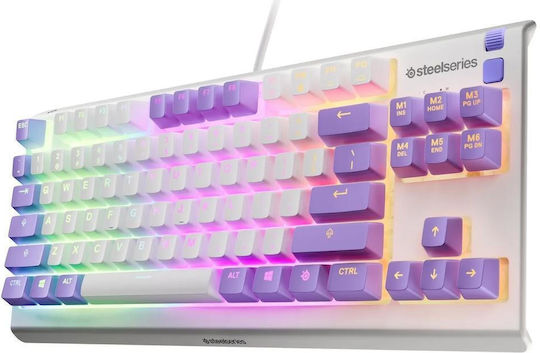 SteelSeries APEX 3 TKL Гейминг Механична Клавиатура Tenkeyless с Мембранни превключватели и RGB осветление Английски US Лилав