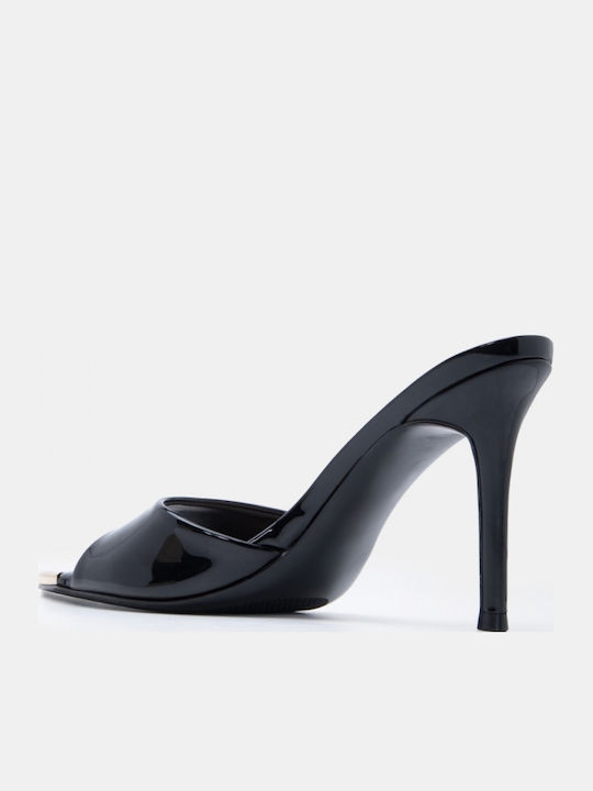 Suede Damen Pantoletten mit Hoch Absatz in Schwarz Farbe