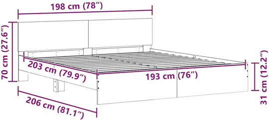 Wandbettrahmen King Size Holzsophia mit Lattenrost für Matratze 193x203cm