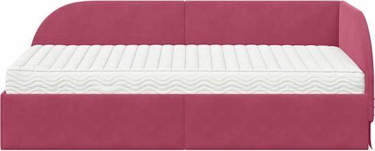 Ein Einzelbett Mit Samt Rote Samt Mit Lattenrost & Matratze 100x200cm