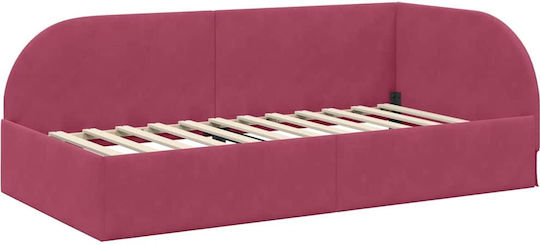 Ein Einzelbett Mit Samt Rote Samt Mit Lattenrost & Matratze 100x200cm
