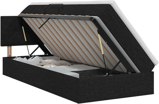 Einzelbett mit Matratze 100x200cm Schwarz
