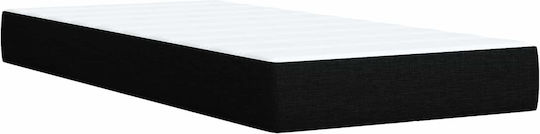 Pat Montat Pe Perete Single Tapițat Cu Material Negru Cu Plăci Și Saltea 100x200cm