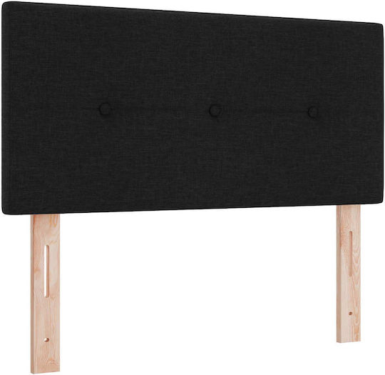 Pat Montat Pe Perete Single Tapițat Cu Material Negru Cu Plăci Și Saltea 100x200cm