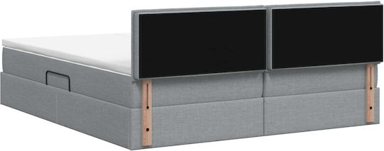 Wandbett Doppelt Bezogen Mit Samt Hellgrau Mit Lattenrost & Matratze 140x190cm