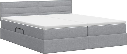 Wandbett Doppelt Bezogen Mit Samt Hellgrau Mit Lattenrost & Matratze 140x190cm