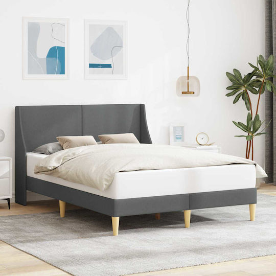 Pat Dublu Potrivit Pentru Saltea 137x190cm Gri Închis Pat Dublu Potrivit Pentru Saltea 137x190cm Gri Închis