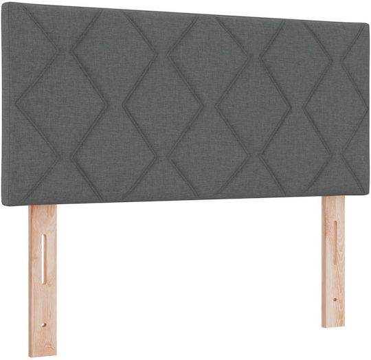 Wall Bed Single Upholstered with Fabric Dark Grey with Slats and Mattress 90x200cm
